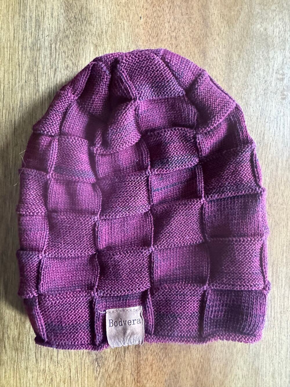 Bodvera Purple Basket Weave Knit Beanie Hat Winter Cap